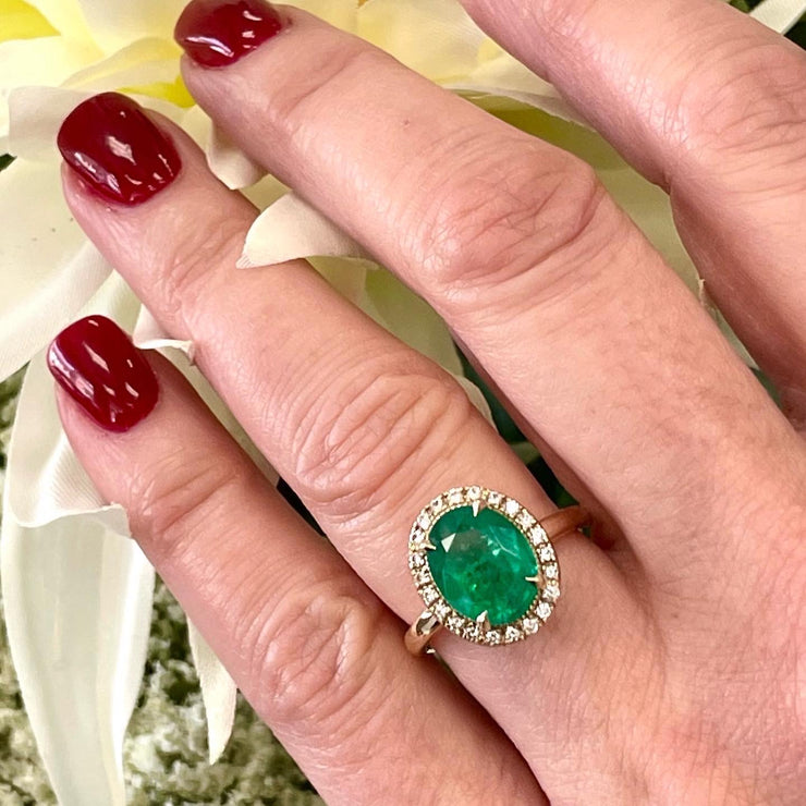 3.36 carat Emerald and diamond ring