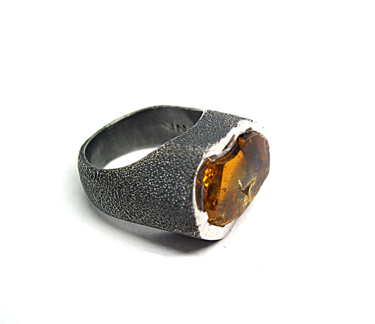 Madiera Citrine  Natural gemstone ring in Antiqued sterling silver