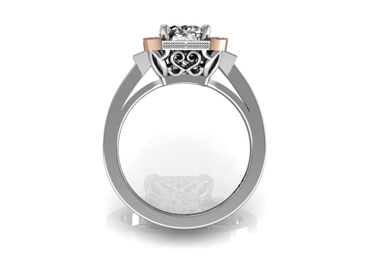 "Ladera" Semi Mount diamond engagement ring. Fits 1 carat center stone