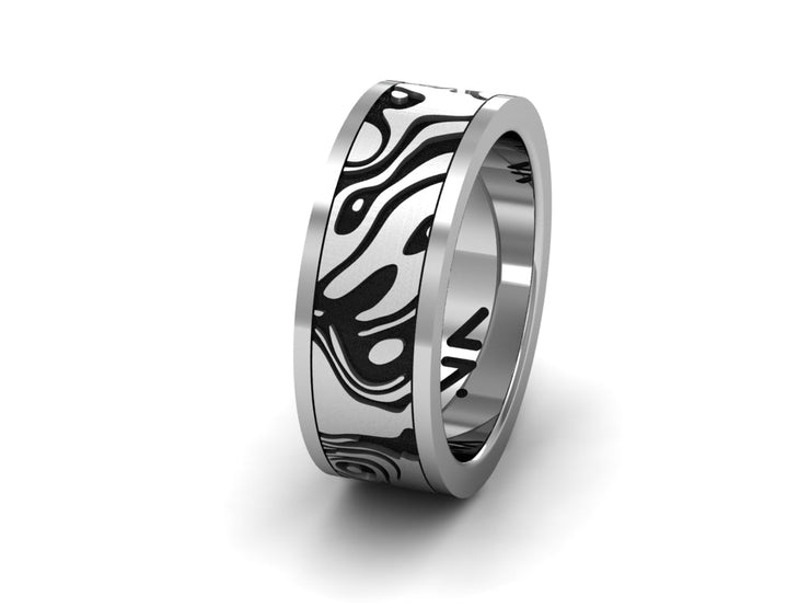 Topography Wood grain Sterling Silver Ring, Size 10
