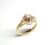1.37 carat Champagne Rose cut diamond 18ky gold Engagement ring