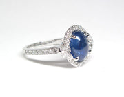 Natural Blue 2.76 carat sapphire and Diamond ring