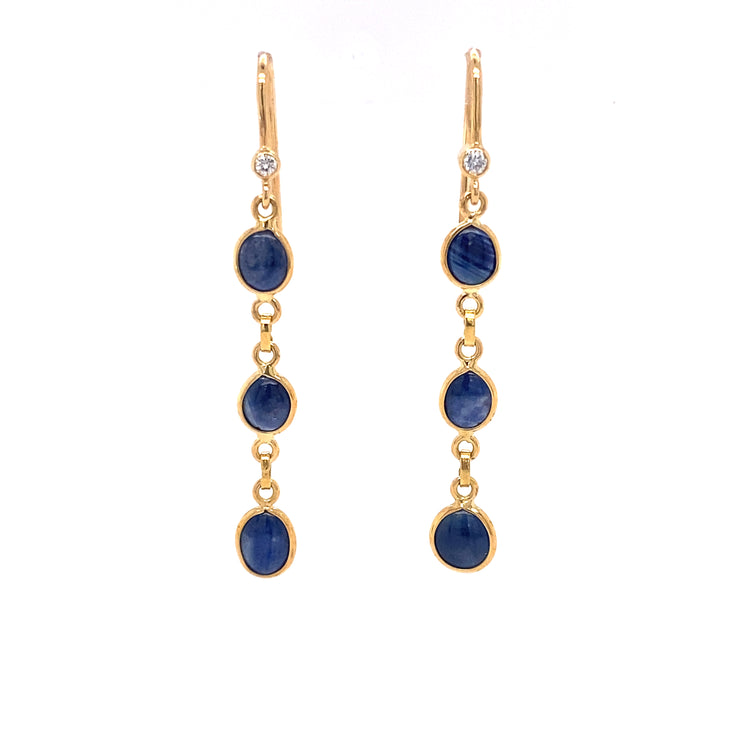 Sapphire diamond Gold dangle earrings