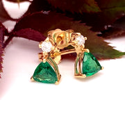 Trillion Emerald and diamond Stud Earrings