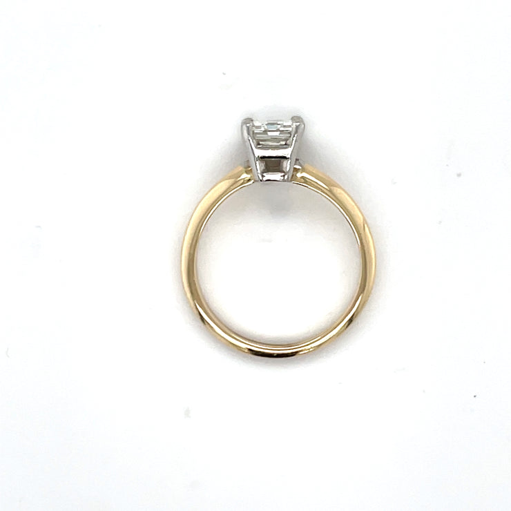 Classic 1.22 carat Emerald Cut solitare diamond engagement ring