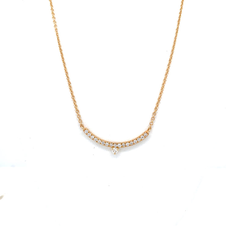 14k Diamond Curved bar necklace