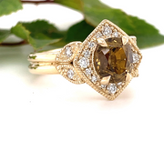 Brown Zircon and Diamond Gold ring