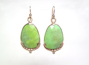 Green Turquoise and diamond Earrings in 14ky gold