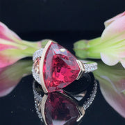 Bubble Gum Pink Tourmaline and Diamond Ring 14k white and yellow gold