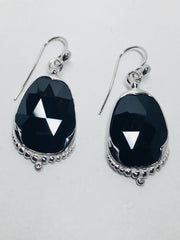 Black Onyx and diamond Earring 14k white  and 14k yellow gold earrings
