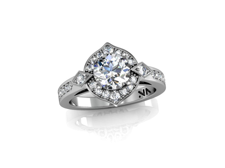 "LaLee" Sem Mount Diamond engagement ring. Fits 1 carat center stone