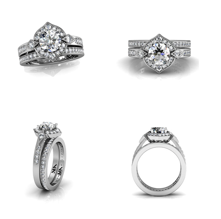 "LaLee" Sem Mount Diamond engagement ring. Fits 1 carat center stone