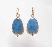 Blue Denim Quartz 14k rose gold earrings Earrings