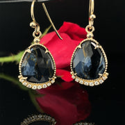 Petersite and Diamond Gold Earrings