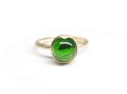 Chrome Diopside round cabachon 14ky gold signature ring