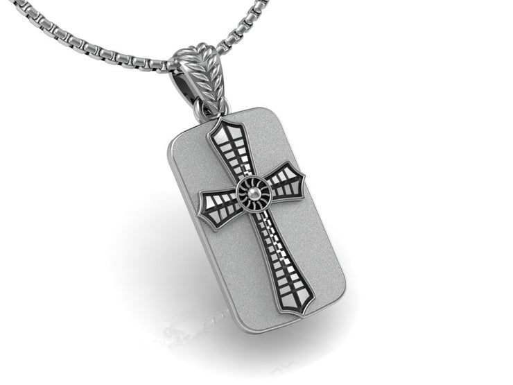 Aerial Cross Dog Tag, with Chain 24”