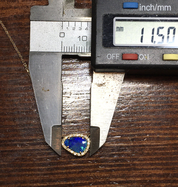 Boulder Opal and diamond 14k gold pendant