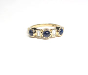 Cabochon sapphire and diamond baguette ring in 14ky