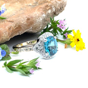 Electric Blue Zircon Diamond ring