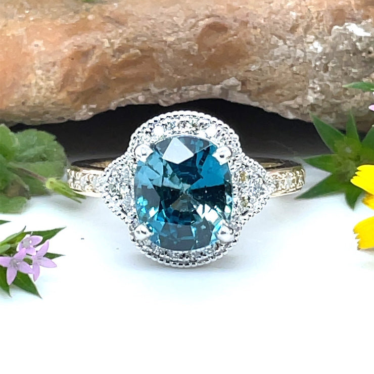 Electric Blue Zircon Diamond ring